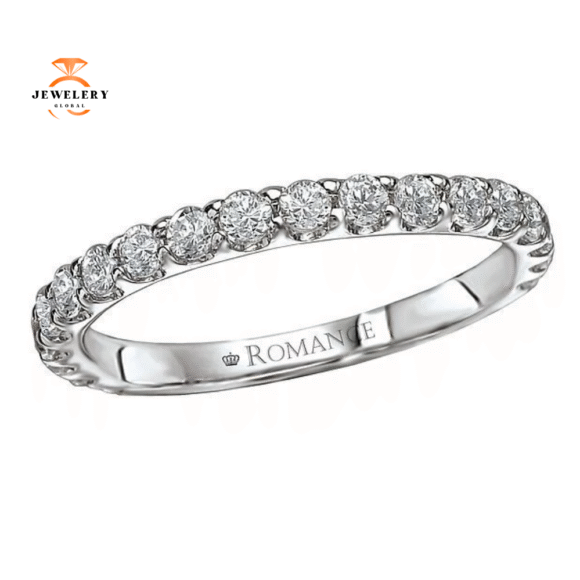 14KT WHITE GOLD 1/2 CTW ROUND DIAMOND 19 STONE BAND