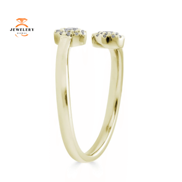 EMILIQUE 14KT GOLD 0.20CTW DIAMOND DOUBLE HALO CIRCLE RING - Image 4