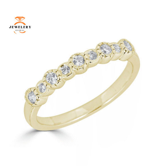 EMILIQUE 14KT GOLD 1/5 CTW DIAMOND ALTERNATING BEZEL SET BAND - Image 3