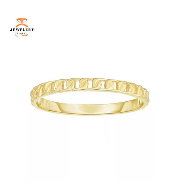 EMILIQUE 14KT YELLOW GOLD MINI CURB LINK STACKABLE RING