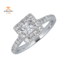 JULEVE 14KT GOLD 1.00 CTW DIAMOND SQUARE HALO CATHEDRAL RING