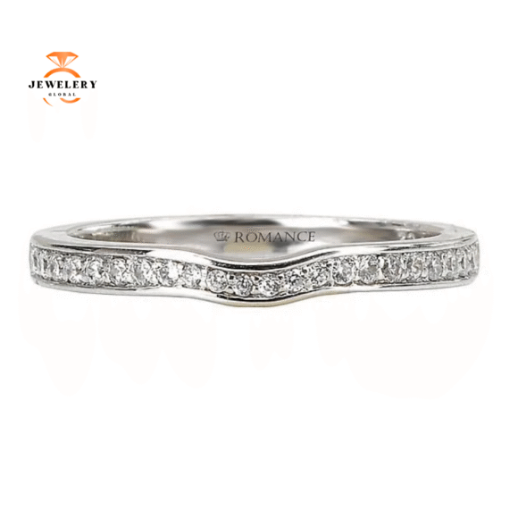 14KT WHITE GOLD 1/6 CTW ROUND DIAMOND CURVED 22 STONE BAND - Image 2