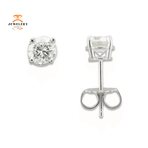 14KT WHITE GOLD 3/4 CTW ROUND DIAMOND EARRINGS