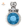 14KT WHITE GOLD 1.30 CT SWISS BLUE TOPAZ & .02 CTW DIAMOND VINTAGE PENDANT
