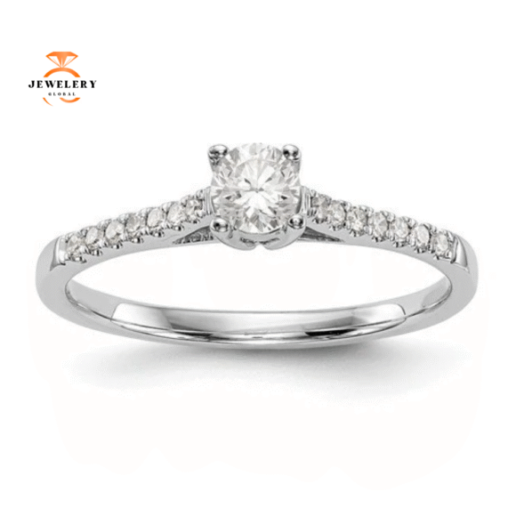 14KT WHITE GOLD ROUND DIAMOND PROMISE RING