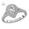 14KT WHITE GOLD 1/2 CTW DIAMOND DOUBLE PEAR HALO SETTING FOR 3/4 CT PEAR