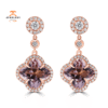 18KT ROSE GOLD 8.20 CTW MORGANITE & 0.95 CTW DIAMOND DROP EARRINGS