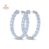 18KT WHITE GOLD 13.41CTW AQUAMARINE OVAL HOOP EARRINGS
