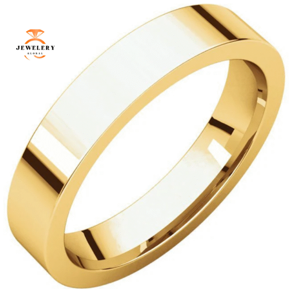 WOMEN'S 14KT GOLD 4MM FLAT COMFORT FIT WEDDING BAND - Image 5