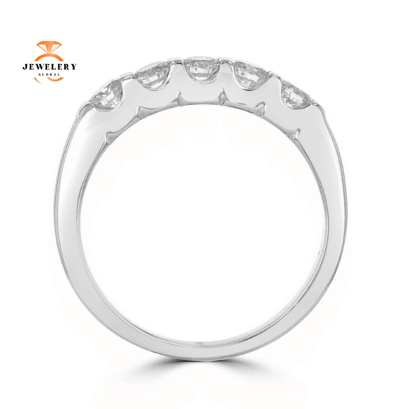 14KT White Gold 1/2 CTW Round Diamond Five Stone Band - Image 3
