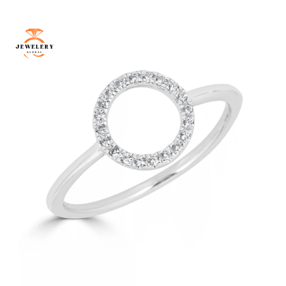 EMILIQUE 14KT GOLD 1/10 CTW DIAMOND OPEN CIRCLE RING