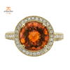 JULEVE 18KT YELLOW GOLD 4.26 CT CITRINE AND 1.15 CTW DIAMOND RING