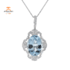 JULEVE 43.21 CT AQUAMARINE & 1.79 CTW DIAMOND FILIGREE PENDANT