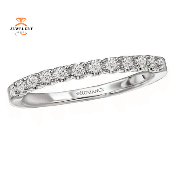 14KT White Gold 1/4 CTW Diamond 12 Stone Wedding Band