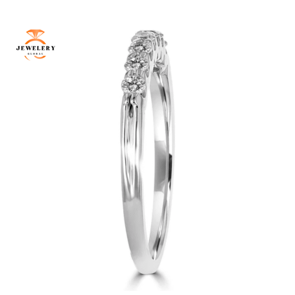 14KT WHITE GOLD 1/4 CTW ROUND DIAMOND SEVEN STONE BAND - Image 3