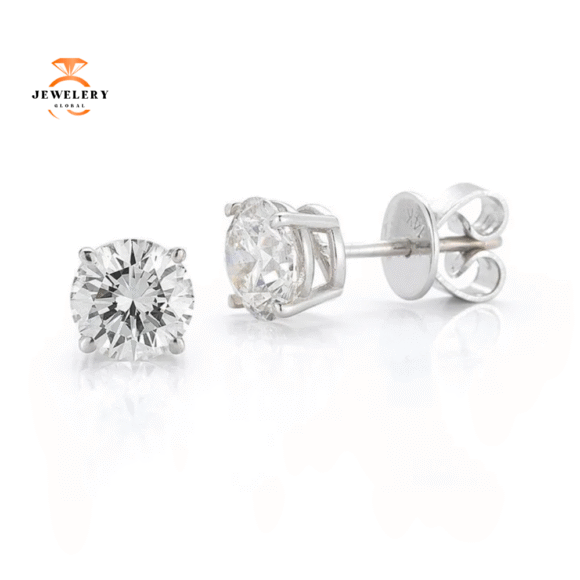 14KT WHITE GOLD 1.00 CTW ROUND DIAMOND EARRINGS