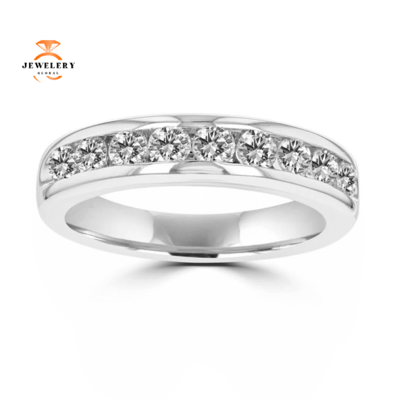14KT White Gold 3/4 CTW Diamond Channel Set Band