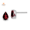14KT WHITE GOLD 1.70 CTW PEAR SHAPE GARNET STUD EARRINGS