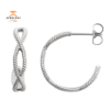 14KT White GOLD TWIST ROPE HOOP EARRINGS