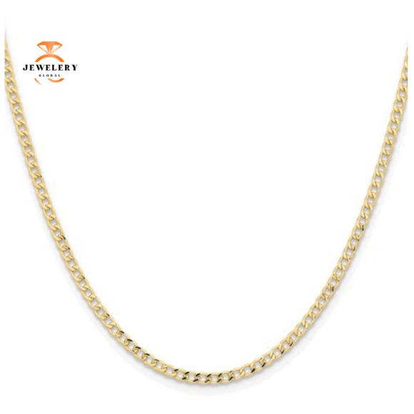 14KT YELLOW GOLD 2.5MM SEMI SOLID CURB CHAIN - 6 LENGTHS - Image 3