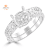 18KT White Gold .80 CTW Diamond Bridal Set for 1.25 Carat Round Diamond