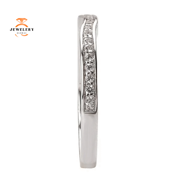 14KT WHITE GOLD 1/6 CTW ROUND DIAMOND CURVED 22 STONE BAND - Image 3