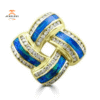 14KT YELLOW GOLD 1.60 CTW ROUND DIAMOND OPAL PENDANT