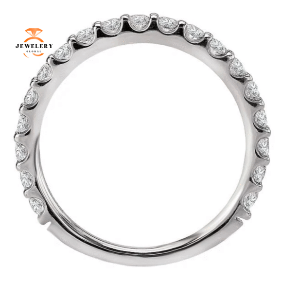 14KT WHITE GOLD 1/2 CTW ROUND DIAMOND 19 STONE BAND - Image 3