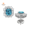 JULEVE 18KT WHITE GOLD BLUE ZIRCON & DIAMOND EARRINGS