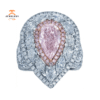 JULEVE PLATINUM & GOLD 6.48 CTW PINK DIAMOND WAVY CLUSTER HALO RING