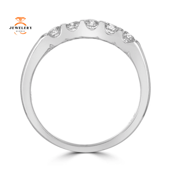 14KT WHITE GOLD 1/3 CTW ROUND DIAMOND FIVE STONE BAND - Image 3