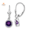 14KT WHITE GOLD AMETHYST LEVERBACK DROP EARRINGS