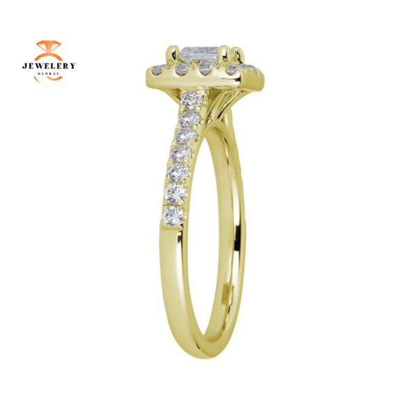 JULEVE 14KT GOLD 1.00 CTW DIAMOND SQUARE HALO CATHEDRAL RING - Image 4