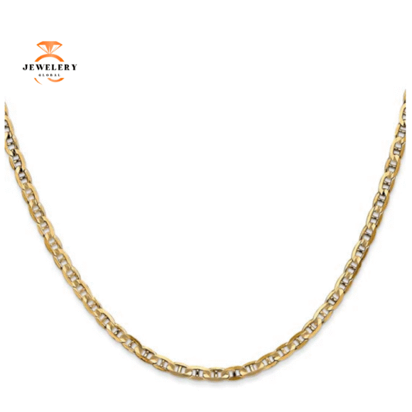 14KT YELLOW GOLD 3MM CONCAVE ANCHOR CHAIN NECKLACE - 4 LENGTHS