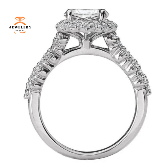 18KT WHITE GOLD 1/2 CTW DIAMOND ROUND HALO SETTING FOR 1.50 CT ROUND - Image 3