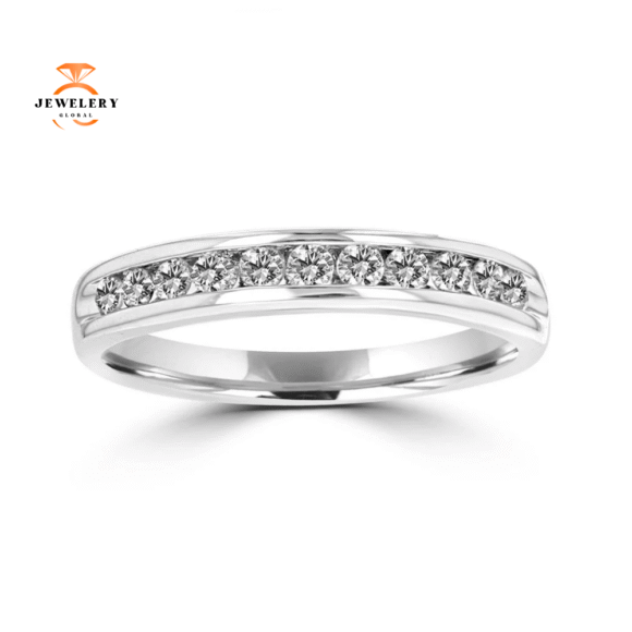 14KT White Gold 1/2 CTW Round Diamond Channel Set Band
