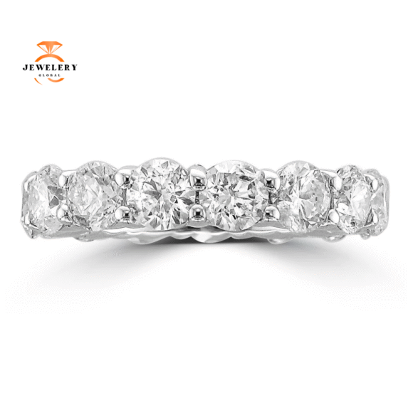 14KT WHITE GOLD 5.00 CTW ROUND DIAMOND ETERNITY BAND - Image 2