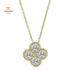 14KT YELLOW GOLD 0.72Ct ROUND DIAMOND CLOVER NECKLACE