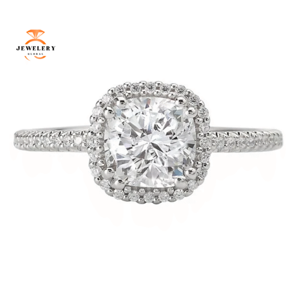 18KT 1/6 CTW Diamond Cushion Halo Setting For 1.50 CT Cushion - Image 2
