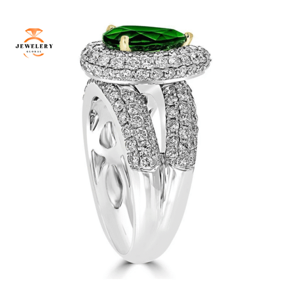 JULEVE 18KT WHITE GOLD CHROME TOURMALINE AND DIAMOND RING - Image 2