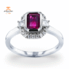 JULEVE PLATINUM 0.44CT RED EMERALD & 0.24CTW DIAMOND RING