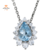 14KT WHITE GOLD AQUAMARINE & 1/3 CTW DIAMOND 18" NECKLACE