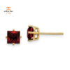 14KT YELLOW GOLD 1.60 CTW SQUARE GARNET STUD EARRINGS
