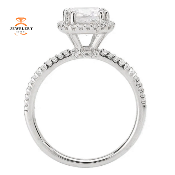 18KT 1/6 CTW Diamond Cushion Halo Setting For 1.50 CT Cushion - Image 3