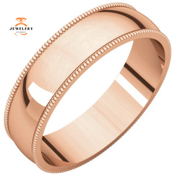 WOMEN'S 14KT GOLD 5MM LIGHTWEIGHT MILGRAIN WEDDING BAND - Image 3