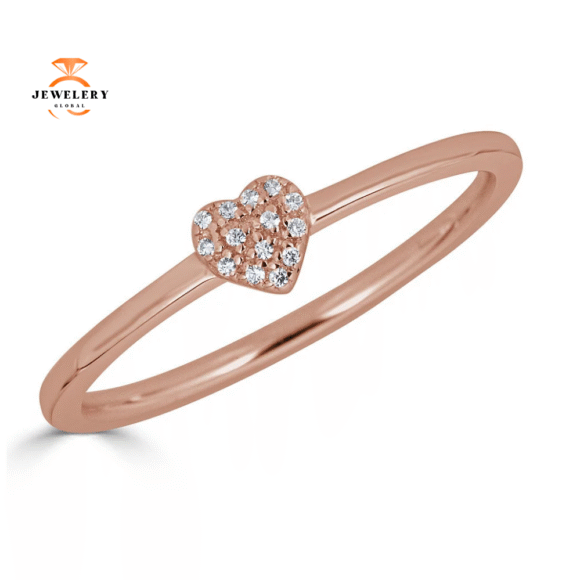 EMILIQUE 14KT GOLD 0.04 CARAT TOTAL WEIGHT DIAMOND HEART RING - Image 3
