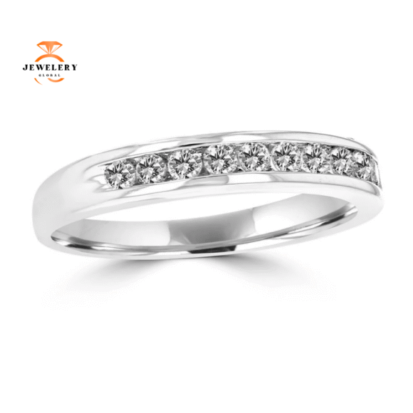 14KT White Gold 1/2 CTW Round Diamond Channel Set Band - Image 2