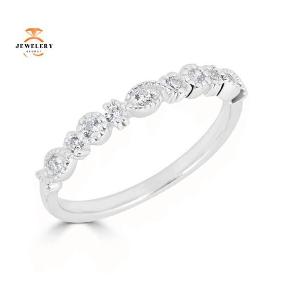 EMILIQUE 14KT GOLD 1/5 CTW DIAMOND ALTERNATING SHAPE STACKABLE BAND