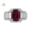 JULEVE 3.20 CT TOURMALINE & 1.45 CTW DIAMOND GRADUATED 3 ROW RING