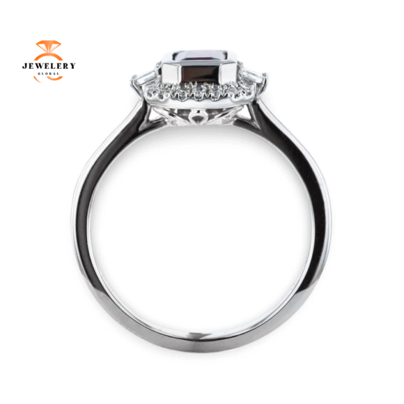 JULEVE PLATINUM 0.44CT RED EMERALD & 0.24CTW DIAMOND RING - Image 2